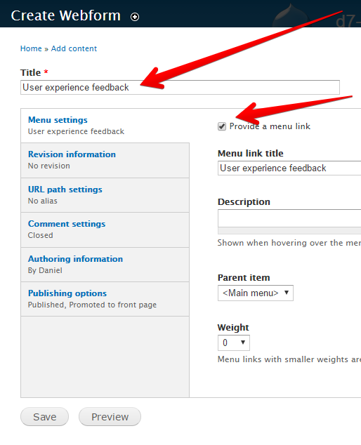 Creating a user experience feedback form