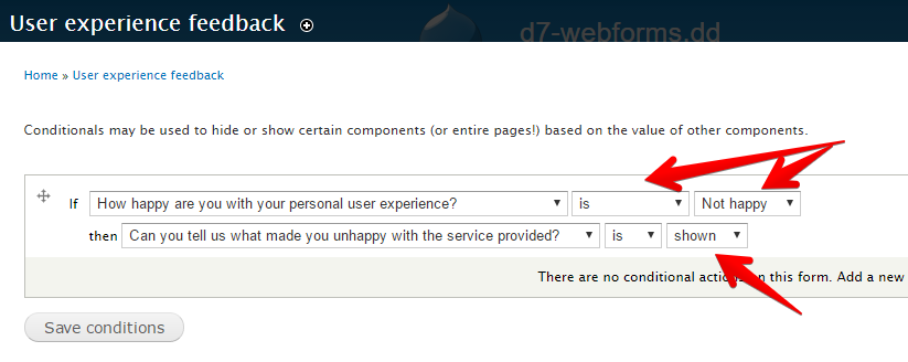 Creating conditionals for a Drupal webform