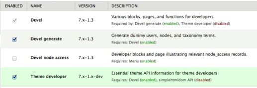 drupal theme developer modules