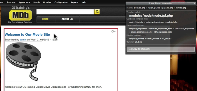 using drupal theme developer