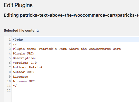 edit plugin text