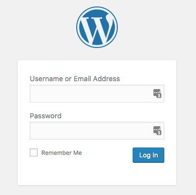 wp admin login screen