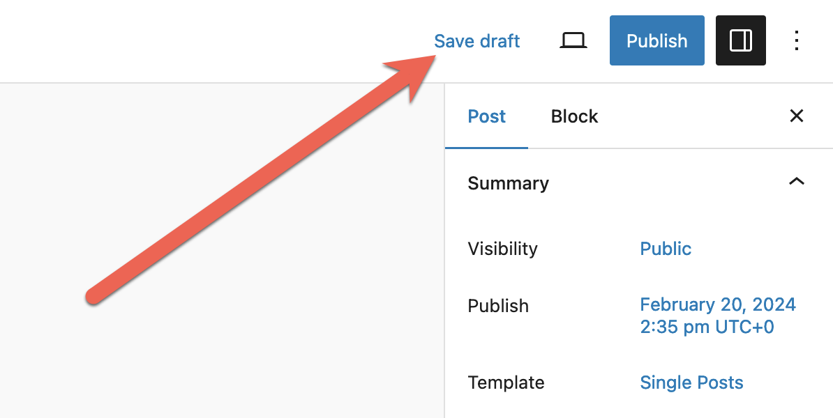 Save a Draft post in WordPress